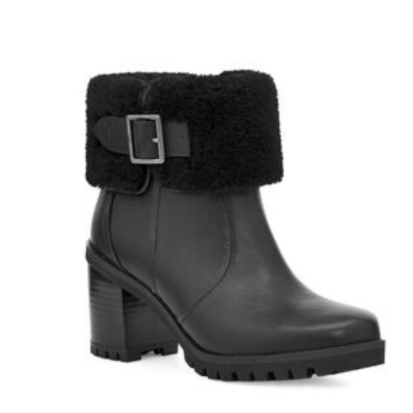 Ugg Elisiana Leather Boots in Black Size 5 - Picture 2 of 9